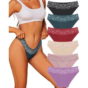 Which is Seamless Underwear for Women Sexy No Show Bikini Panties Lace High Cut Hipster Cheeky Panty 6 Pack Large