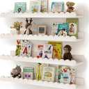 Shario Nursery Book Shelves, 4-Pack White Floating Shelves for Wall Kids, Scalloped Shelves, Wall Book Shelves for Bedroom Kids, Toddler Room, Baby Room, Nursery Decor (23 Inches)