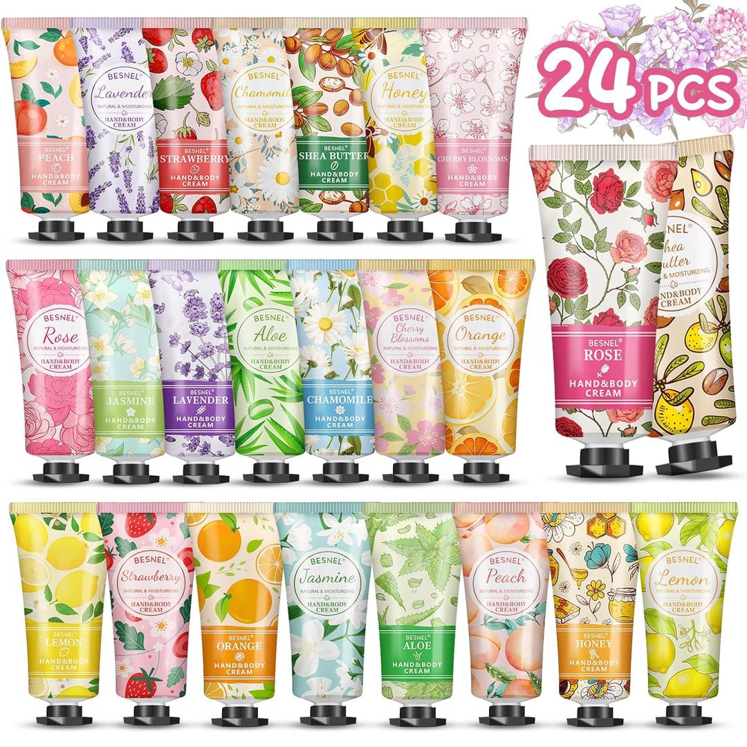 24 Pack Hand Cream Gift Set For Women,Teacher Appreciation Gifts,Mini Hand Lotion Travel Size Moisturizing Hand Cream for Dry Cracked Hands,Graduation Gifts,Birthday Gift,Bridesmaid Gift,Party Favors
