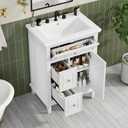 24 Inch Small Bathroom Vanity with Sink, Storage Cabinet with Tip-out Drawer and Adjustable Shelf, Soft-closing Door, White