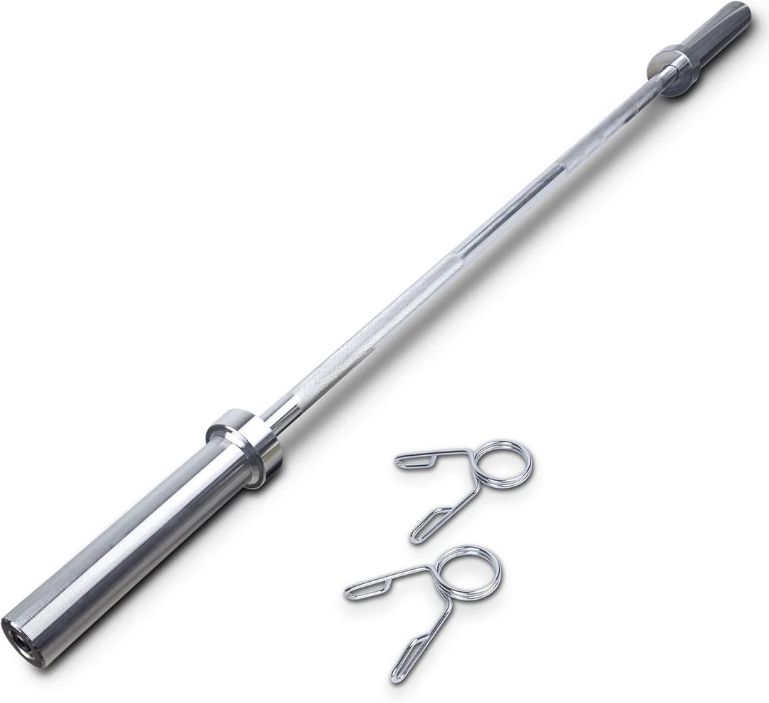 Kendal Olympic Barbell Bar Weight Bar, Workout Barbell Weight Straight Weightlifting Bar with Spring Collars for Gym Equipment, Home Fitness Exercise Weights Equipment (6 FEET)