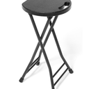 LEDLAY24 Inch Folding Stool with Handle - 500LBS Capacity Portable Foldable Stool with Non-Slip Feet, Heavy-Duty Steel & Plastic Collapsible Stool for Indoor Outdoor Use, Black
