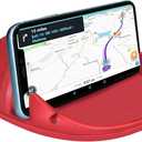 Loncaster Car Phone Holder, Car Phone Mount Silicone Car Pad Mat for Various Dashboards, Slip Free Desk Phone Stand Compatible with iPhone, Samsung, Android Smartphones, GPS Devices and More (Red)