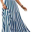 PRETTYGARDEN Women Dresses 2025 Summer Floral Sleeveless Maxi Dress Casual Spaghetti Strap Tiered Flowy Beach Long Dress (Small, S-blue White)
