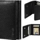 Wallet for Men, Works with Apple Find My, Wallet Tracker, Trifold Leather Card Wallet, Minimalist Front Pocket Wallet for Men, RFID Blocking, Multi Card Slots, Credit Card Holder, Carbon Black