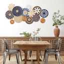 Xuhal 15 Pcs Boho Wall Basket Decor Handcrafted Seagrass Woven Wall Basket Rustic Round Woven Hanging Art for Home Farmhouse Kitchen Table Living Room(Blue Classic Style)