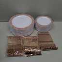 Supernal 300pcs Rose Gold Plastic Dinnerware Set, Including 60 Dinner Plates, 60 Salad Plates, 60 Forks, 60 Knives, 60 Spoons
