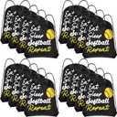 Windyun 16 Pcs Ball Drawstring Backpack Bulk Lightweight Draw String Bags Cinch Bags Drawstring Cinch Sack Tote(Softball)