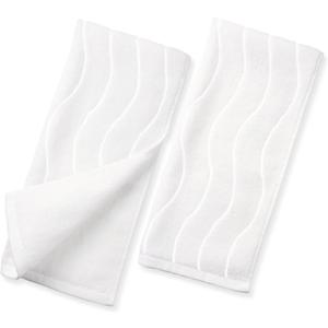 White Hand Towels for Bathroom Wavy Jacquard - 2 Piece Luxury Spa Hotel Hand Towel, Quick Dry Absorbent Face Towels, 13x29 Inches