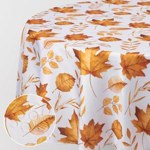 Romanstile Fall Round Tablecloth 70 Inch,Thanksgiving Autumn Harvest Orange Maple Leaf Table Cloths, Stain Resistant Farmhouse Table Cover for Thanksgiving Holiday Dinner Party