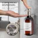 Shower Shampoo Dispenser Wall Mounted Refillable 16.9 oz Amber Bottle with Stainless Steel Pump & No-Drill Adhesive Holder Soap Dispenser for Bathroom (1 X Amber/Silver)