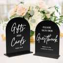 KOSKIMER 2 Pcs Black Acrylic Modern Wedding Signs, 5x7 Inch Ceremony & Reception Signs with Holder (Set of 2)