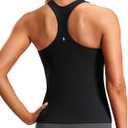 Soothfeel Womens Workout Tank Tops with Built in Bra Racerback Athletic Yoga Top High Neck Sports Gym Sleeveless Shirts (Small, Black)