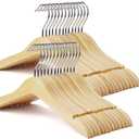 Kids Wooden Hangers 18 Pack,Baby Clothes Hanger with Smooth Finish Natural,Baby Wood Hangers with Non Slip Notches and Anti-Rust 360-degree Swivel Hook,Durable and Strong Wood for Closet