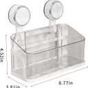 Shower Caddy Suction Cup, Removable Bathroom Organizer Shelf for Shower Storage, No Drilling Clear Square Shower Shelves, Large Capacity & Reusable, 1 pack