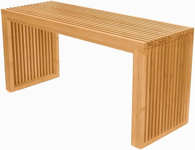 APRTAT Bamboo Dining Bench 35 Inch Indoor Wooden Shoe Benches for Entryway | Entryway Shoe Rack Bench.,Solid Bamboo Benches,for Living Room, Hallway, Bedroom, Bathroom,Easy Assemble,Slatted Design,