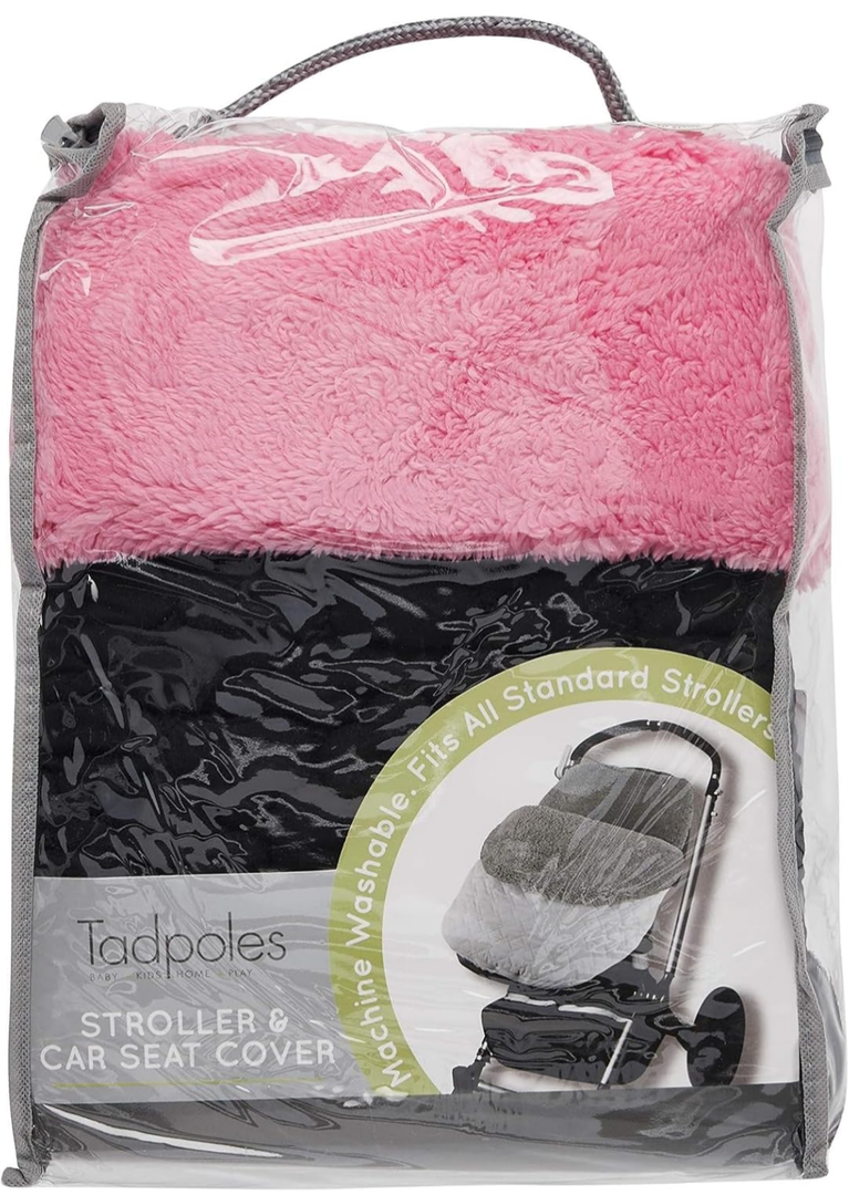 Tadpoles Quilted Stroller & Car Seat Cover - Black & Pink | 27" x 20" x 2" | Made of 100% Super Soft Microfiber Polyester | Warm, Gentle & Durable | Ideal for Use as a Stroller Cover & Car Seat Cover