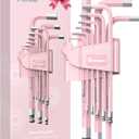 COLFULINE 9 PCS PINK Allen Key Set, Long Ball End Hex Key Set, Cr-V Allen Wrench Set for Women, Size 1.5-10mm with Colour-Coding for Best Gifts and Home Repair