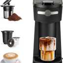 Single Serve Coffee Maker for K Cup & Ground Coffee,Fast Brew,6-14 Oz Brew Sizes, Hot & Iced Coffee, Auto Shut Off, Reusable Filter, Mini Coffee Maker for Dorm, Office & Home, Black (420ml)
