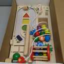 Activity Table for 1+ Year Old, Montessori Wooden Toys for Toddlers 1-3, 8 in 1 Baby Activity Table, Educational Sensory Bead Maze Toys for Babies, Learning Shape Sorter, Birthday Gifts Girls Boys