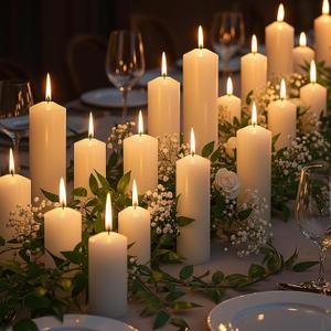 18 Pcs Ivory Pillar Candles Bulk Set2x3 2x6 2x8 Inch - 12 Each SizeHurricane CandlesDripless Unscented SmokelessGives You a Better Atmosphere When Organizing Wedding or Event Party.