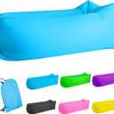Inflatable Lounger Air Sofa Hammock, Inflatable Couch for Camping, Portable Waterproof Anti-Air Leaking Pouch Couch Air Chair for Outdoor, Beach, Hiking, Picnics, Music Festivals (Blue)