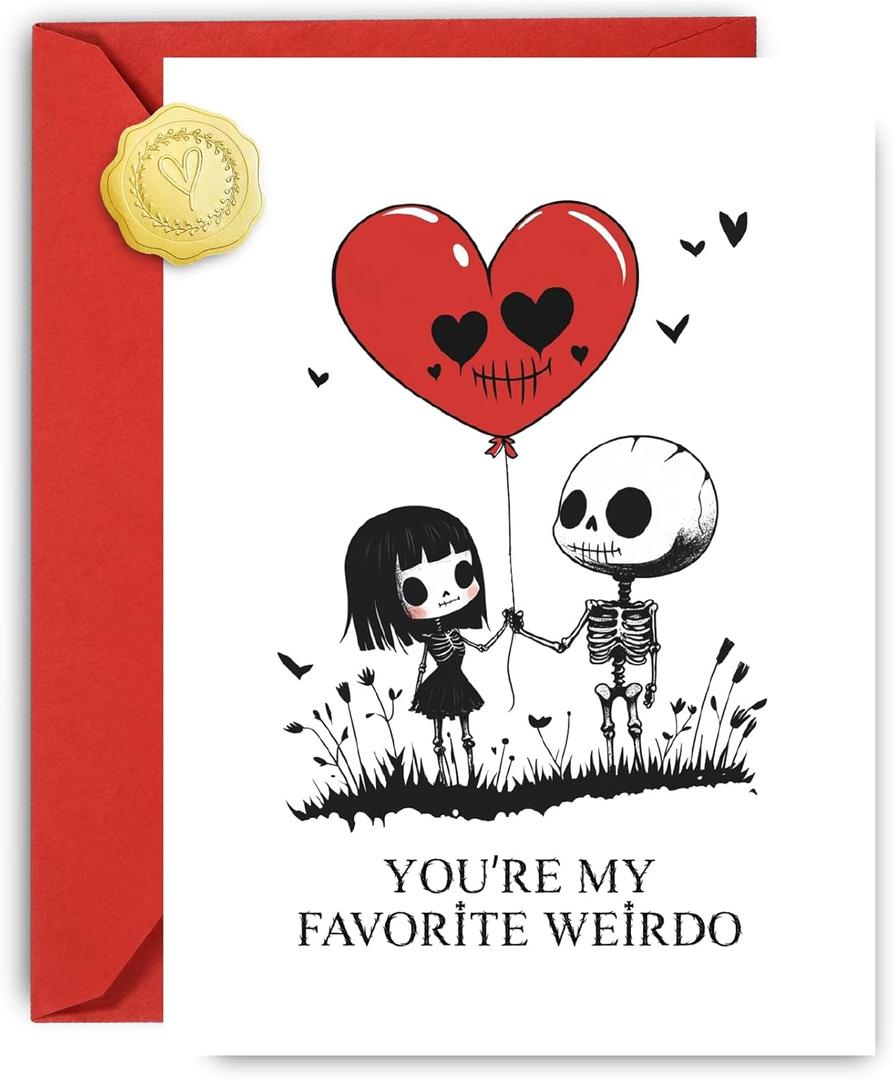2 x Love You Valentines Day Cards (Black Weirdo)