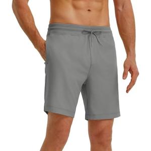 Rouen Mens Athletic Shorts Zipper Pockets Lightweight Quick Dry Drawstring 7/9 Inch Sport Workout Running Golf Gym Shorts Men 3XL