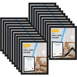 20 Pieces Frames 8x10 inches, Self- Door Window Document Reusable Frames, Wall Glass Peel and Picture Frames (Black)