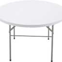 BTEXPERT White 4 Ft 48inch Round Plastic Folding Table Commercial Portable for Banquet Dining Wedding Party Events Home Kitchen Patio Backyard Indoor Outdoor