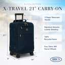 Bric's X-Travel 21 Carry-On Spinner Airline Approved Luxury Softside Luggage with 360 Wheels, Recycled Water-Resistant Fabric, Interior Pockets, and Leather Details Navy