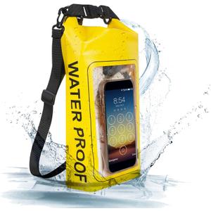 IP68 Waterproof Dry Bag, 2L - Roll Top Waterproof Pool BagDry Bags for Kayaking Waterproof-w/Phone Pouch,Large Waterproof Phone Pouch,Boating & Kayak Accessories Camping (Yellow)