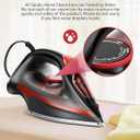 Home Steam 1500W Blue Steam Iron & Vertical Steamer, 350ml Leak-Proof Tank, Auto-Off Safety, Burst of Steam, Self-Clean, Anti-Calc, Anti-Drip, Ceramic Soleplate Dark Red