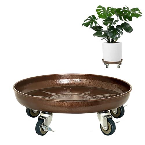 Plant Saucer 12" Rolling Plant Caddy Rolling Plant Stand with Wheels – Heavy Duty Metal, Locking, Sturdy, Rust-Resistant Finish, and Easy to Move, 310 lb Capacity