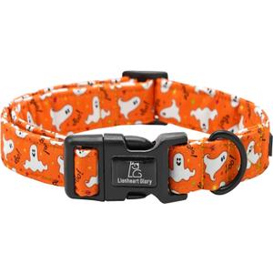 Lionheart Glory Halloween Dog Collar -Fall Dog Collars Heavy Duty, Adjustable Collar for Medium Dogs, Female or Male (Medium (Pack of 1, Ghost)