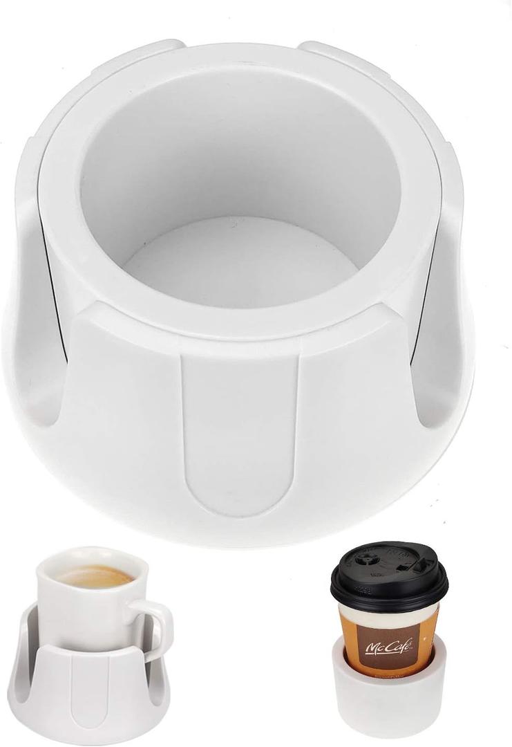 Anti-Spill Cup Holder, Drink Coaster with Anti-Slip Mat Fits Drink for Home Office Outdoors (White)