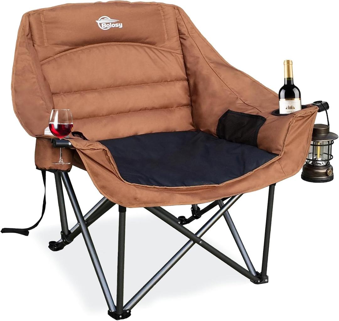 Oversized Camping Chairs for Adults Heavy Duty Folding Lawn Chair, 1 PACK