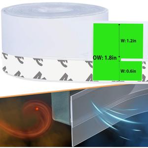 Weather Stripping Silicone Seal Strip, Weather Stripping Door Seal Strip - House and Glass Shower Doors Silicone Sealing for Door and Windows Gaps of Collision and Side, (Transparent) 45MM (1.8 in-16.5ft)