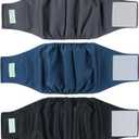 wegreeco Washable Dog Diapers - Washable Male Dog Belly Wrap - Pack of 3 - (Black, Charcoal, Navy, Medium)