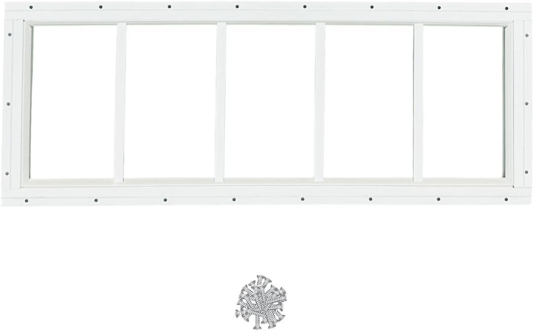 Hryan Shed Transom Window for Playhouse, Chicken Coop and Garage, Fixed Metal Tempered Glass Replacement Casement for barn house, ventanas de casa (10" x 29" 1Pack)