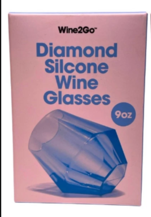 Wine2Go Diamond Silicone Wine Glasses 9oz