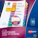 Avery 10 Tab Dividers for 3 Ring Binders, Customizable Table of Contents, Multicolor Tabs, 24 Sets (11169)
