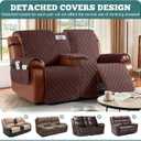 Ruaozz Waterproof Loveseat Recliner Cover with Console Non-Slip Reclining Couch Covers Split Sofa Slipcovers with Elastic Straps Furniture Protector for Kids, Dogs, Pets (Coffee, 2 Seater)