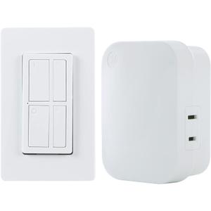 GE Dimmable Wireless Control Switch, On/Off & Full, 1 Outlet, 150 ft. Range from Plug-in Receiver, Ideal for Lamps & Indoor Lighting, No Wiring Needed, 37781, Dimming Remote