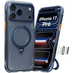 TORRAS Ostand Q3 Air for iPhone 17 Pro Case 6.3'' with Stronger Magnetic Stand, Fit for Magsafe, Airbags Miltary Protection, Camera Control for iPhone 17 Pro Case, Shockproof & Stylish, Midnight Blue