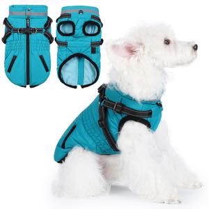 Gyuzh Dog Coat with Harness,Dog Coats for Small Dogs,Warm Fleece Winter Puppy Jacket,Waterproof Jacket with Harness Built in for Small Medium Large Dogs