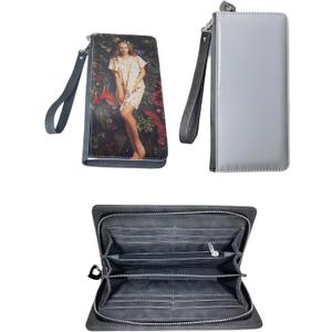 Sublimation Wallet Women's Zipper Card Holder Storage Bag Women's Travel Clutch Wristband DIY Craft (Grey)