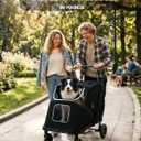 Large Dog Stroller for Medium Dogs 110lbs, Easy Entry Pet Stroller-Black