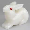 Big Rabbit Hand Carved Figurine - White Jade Big Easter Rabbit Statue Lifelike Carving, Ideal for Gifts for Rabbit Jade Enthusiasts