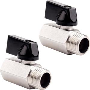 3/8" Mini Ball Valve, 2pcs Brass NPT Threads Female x Male Shut-Off Valve Switch